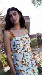 Sunflowers appliqué hand embroidered dress view 3