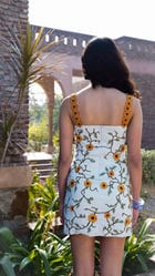 Sunflowers appliqué hand embroidered dress view 4