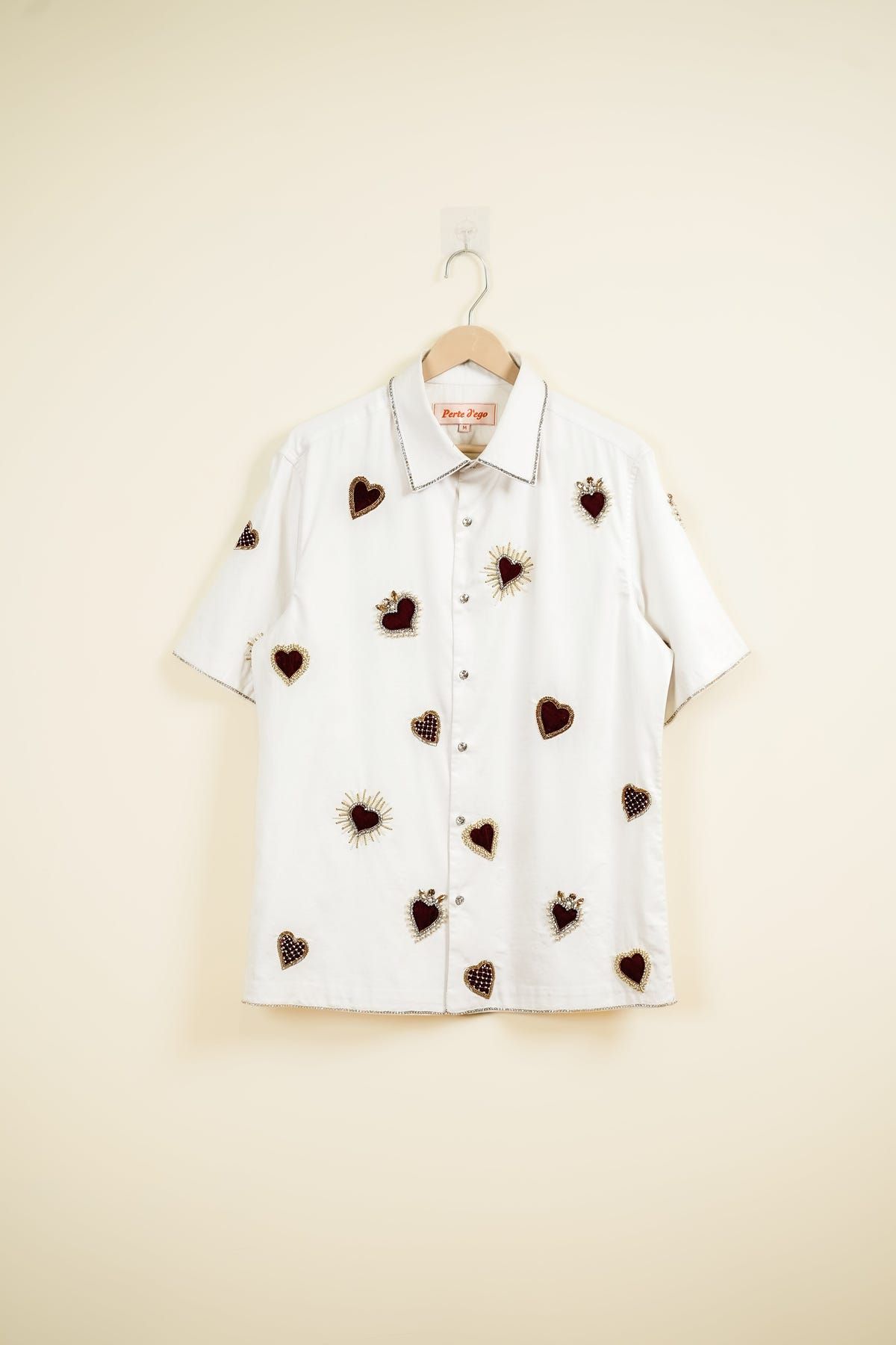 Velvet hearts appliqué shirt - image 1