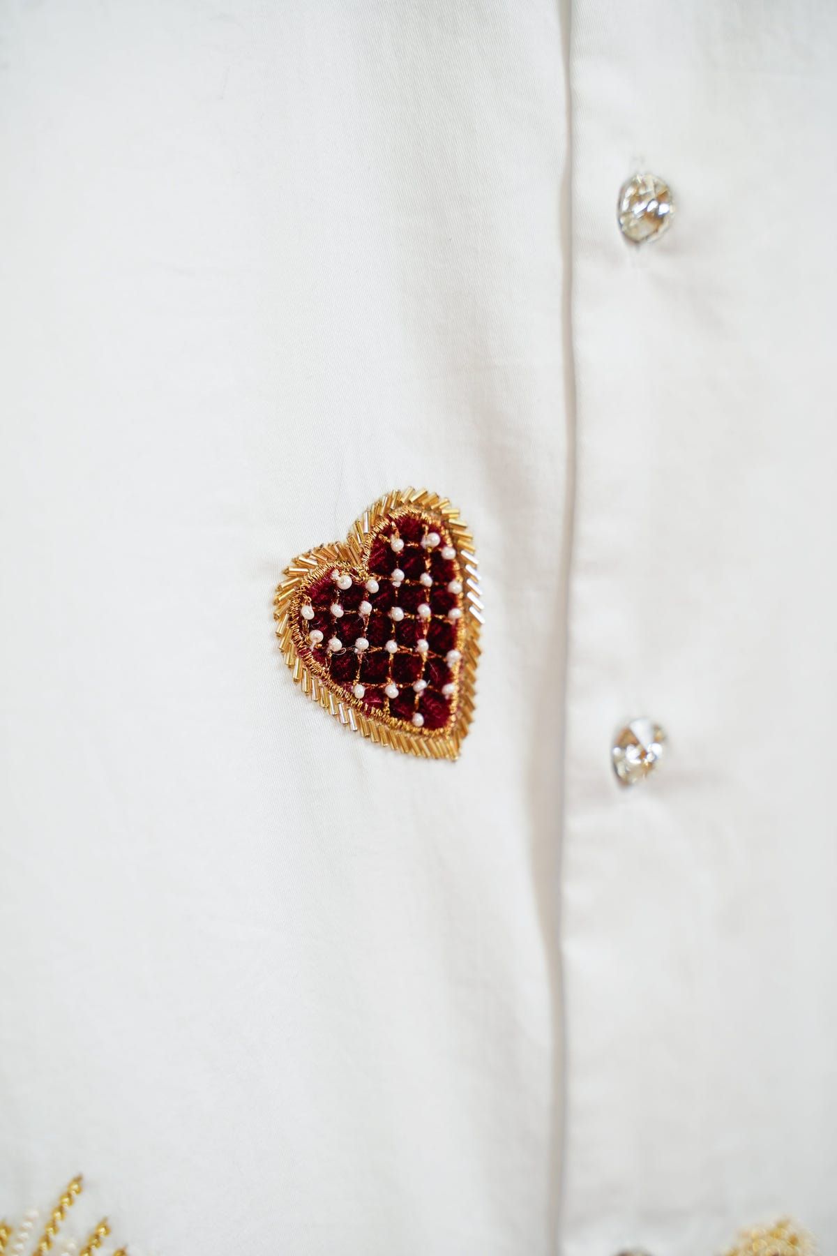 Velvet hearts appliqué shirt - image 3