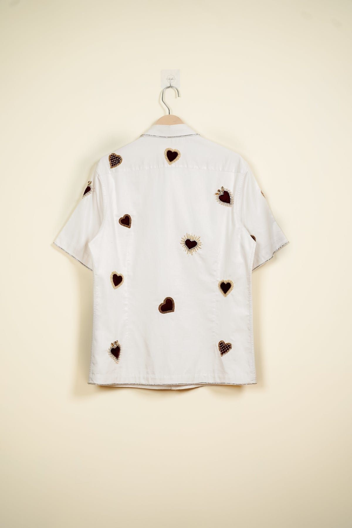 Velvet hearts appliqué shirt - image 5