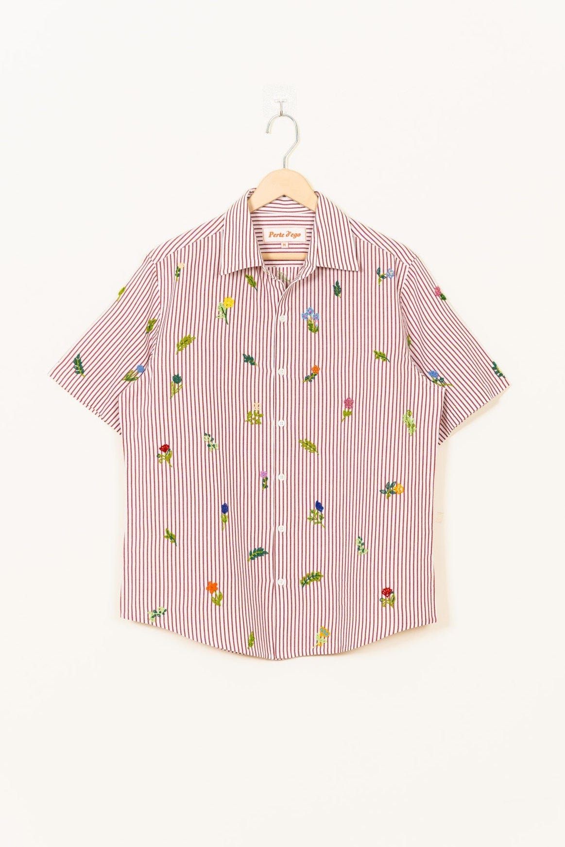"Floral stripes" hand embroidered Shirt - image 1