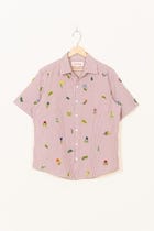 "Floral stripes" hand embroidered Shirt view 1