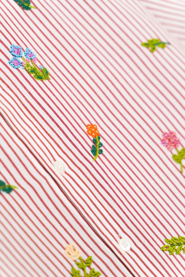 Perte D'ego — "Floral stripes" hand embroidered Shirt