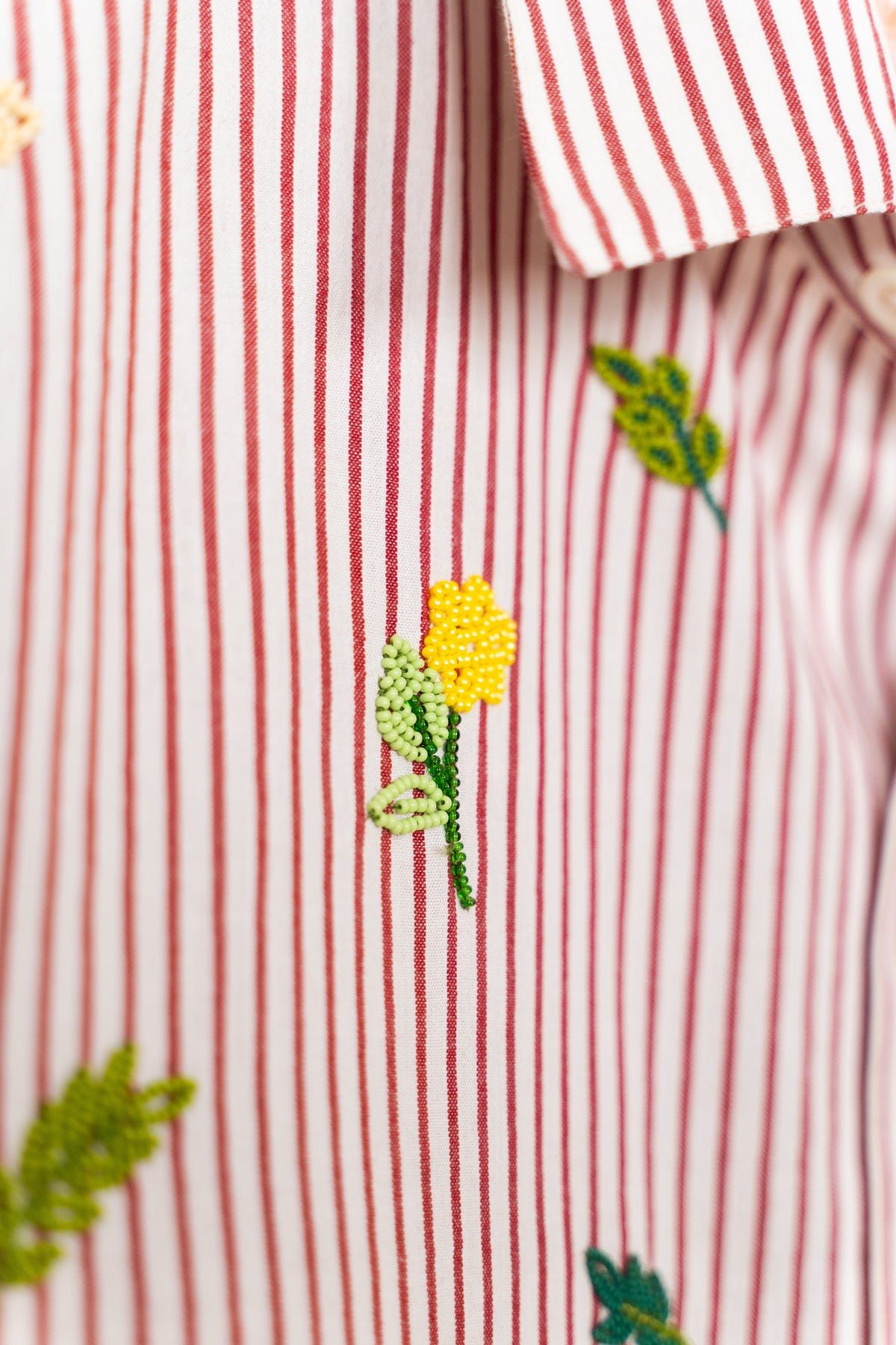 "Floral stripes" hand embroidered Shirt - image 3