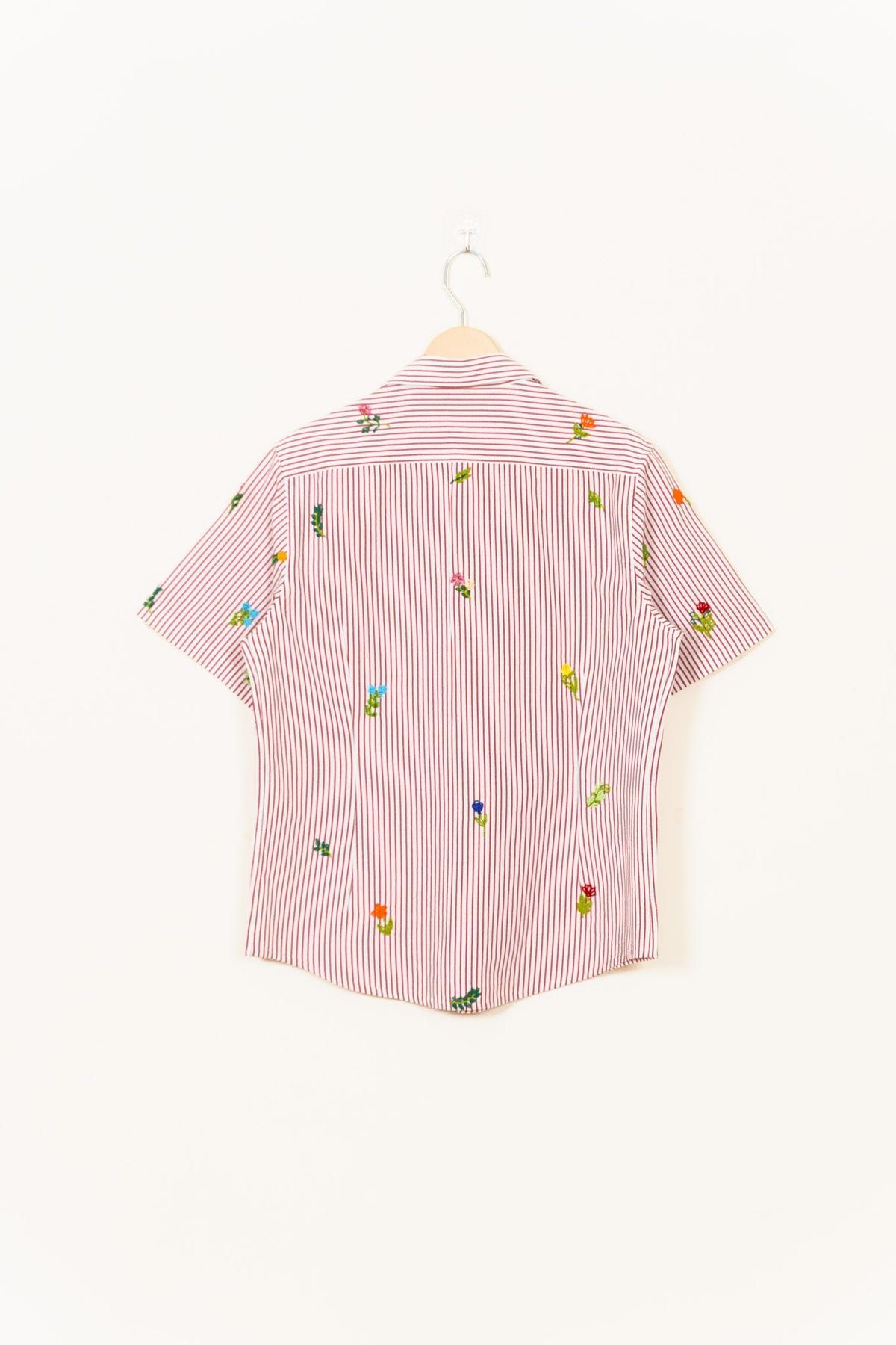 "Floral stripes" hand embroidered Shirt - image 5
