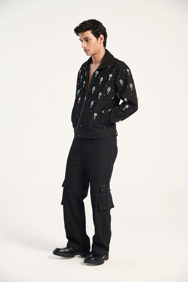 Perte D'ego — "Midnight in Miami" hand embroidered cargo pants
