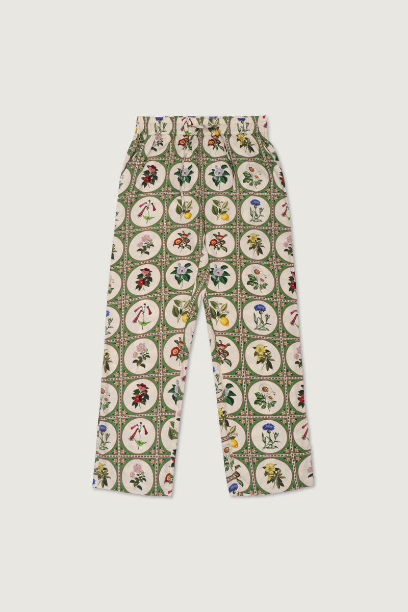 Botanical illustrations lounge pants- Green