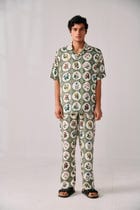 Botanical illustrations lounge pants- Green view 4