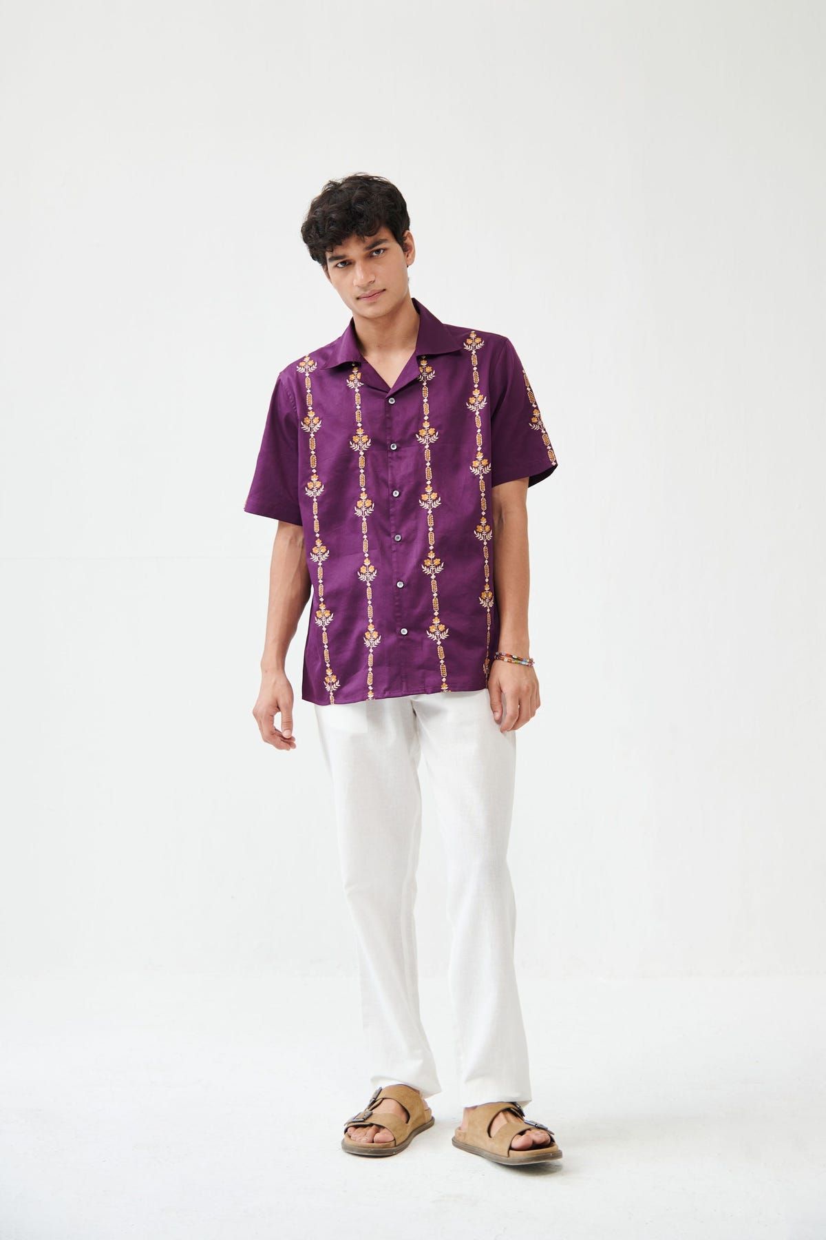 Floral stripes embroidered shirt - image 1