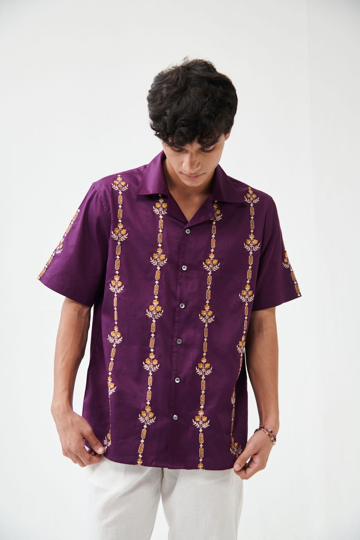 Floral stripes embroidered shirt - image 2