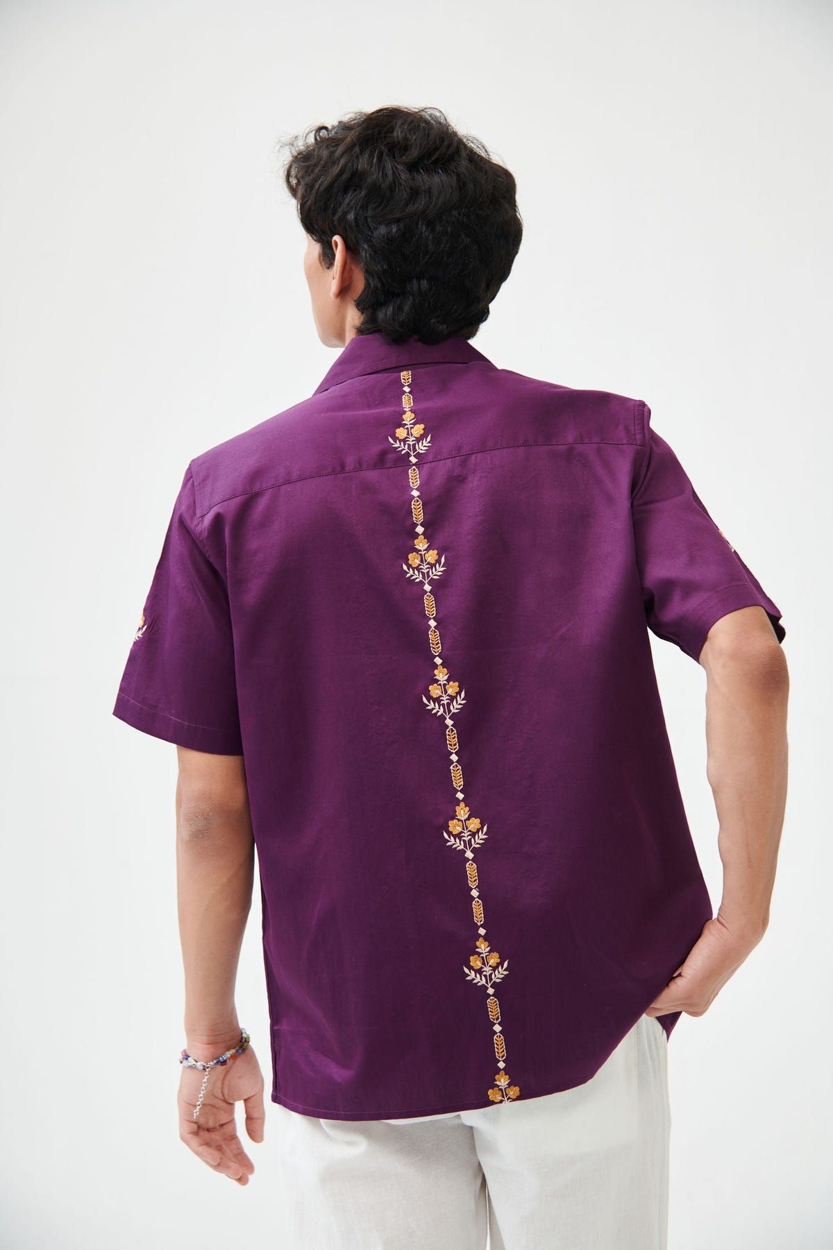 Floral stripes embroidered shirt - image 4