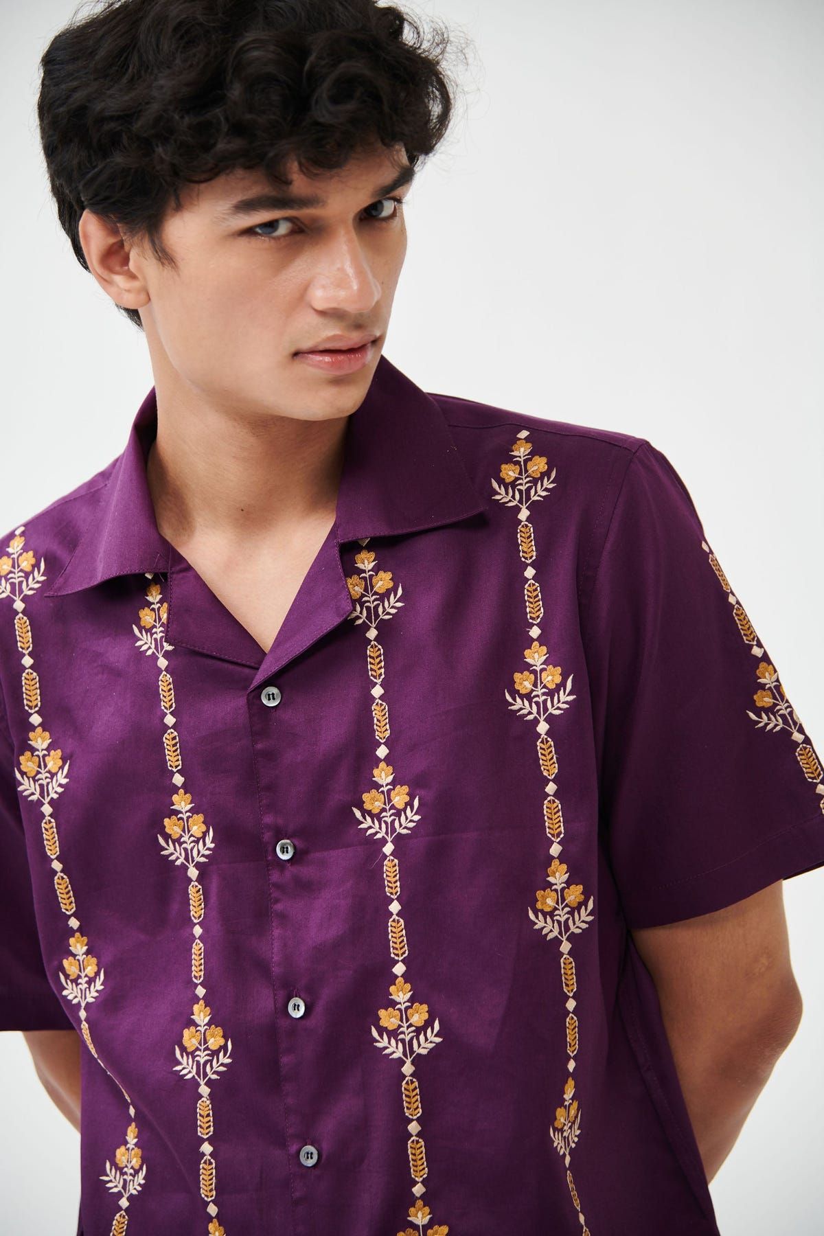 Floral stripes embroidered shirt - image 5