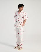 "Lover forever" hand embroidered lounge pants view 3