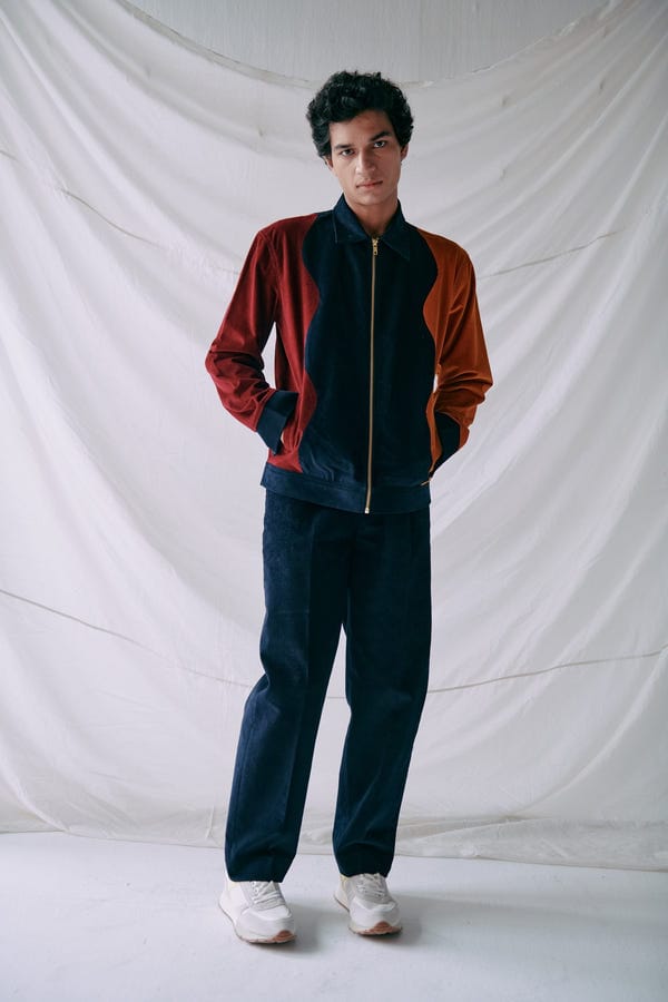 Perte D'ego — Wavy patchwork racer jacket