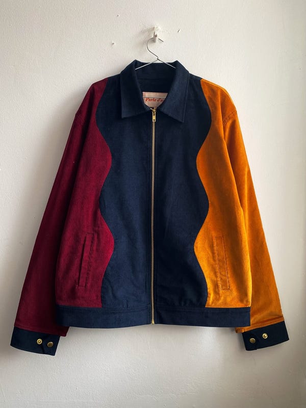 Perte D'ego — Wavy patchwork racer jacket
