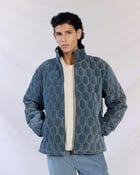Geo-Quilted Velvet Jacket – Ice blue view 3