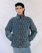 Geo-Quilted Velvet Jacket – Ice blue view 4