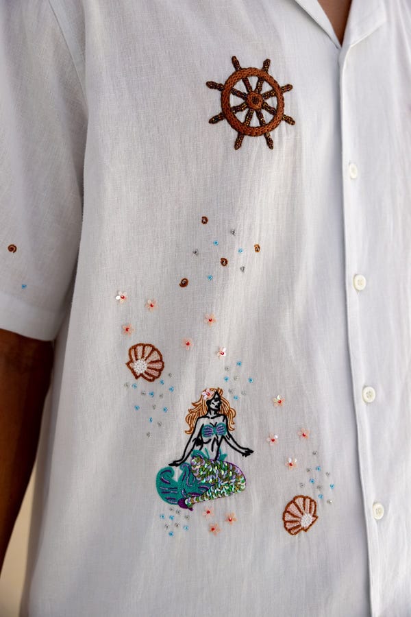 Perte D'ego — "Nautical dreams" hand embroidered Shirt