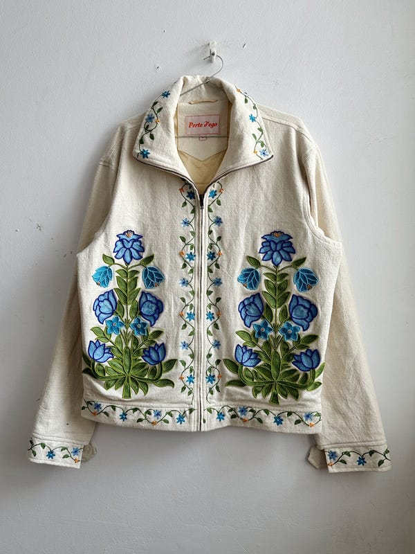 Perte D'ego — Botanical beadwork hand embroidered jacket