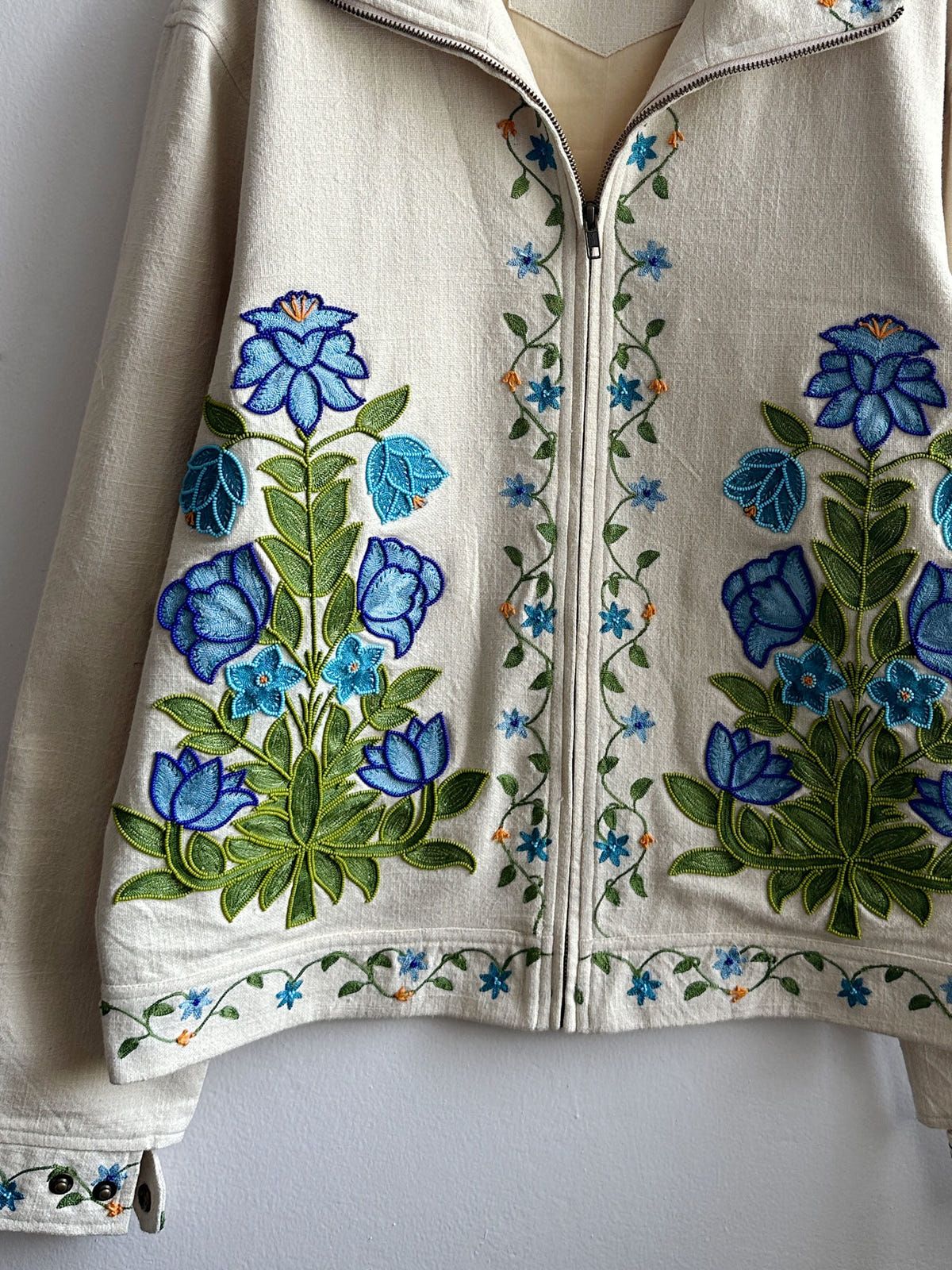 Botanical beadwork hand embroidered jacket - image 2