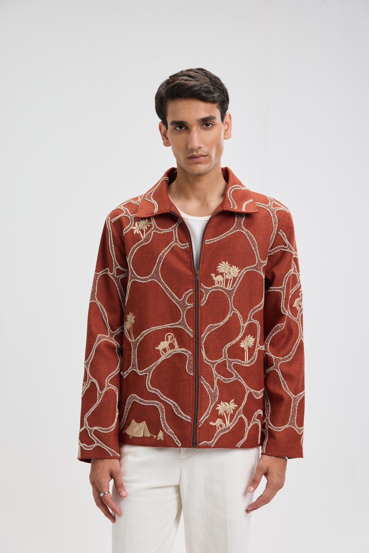 "Oasis Wanderer” hand embroidered wool Jacket - image 1