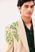 Botanical hand embroidered blazer view 2