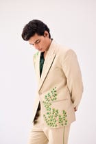 Botanical hand embroidered blazer view 3