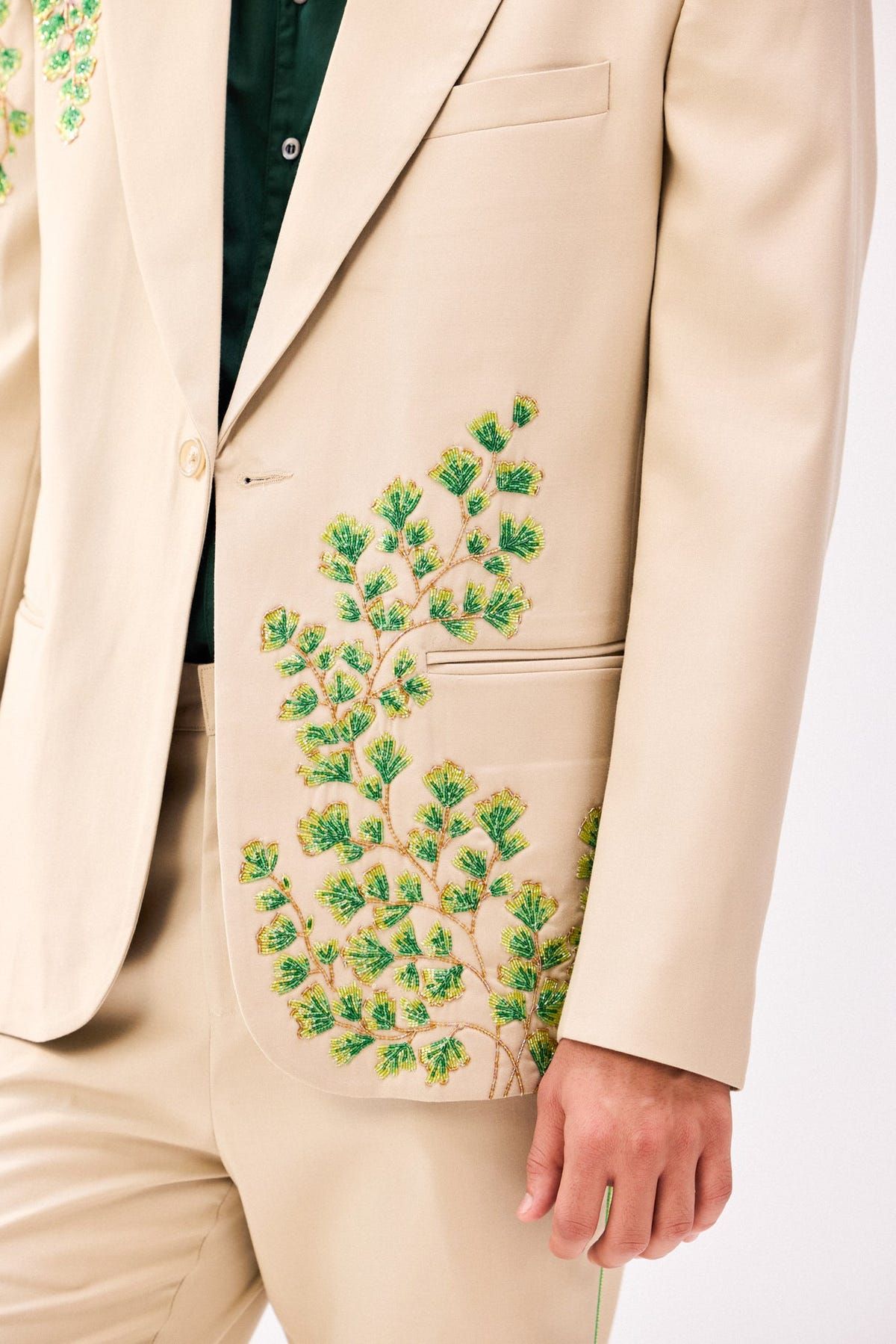 Botanical hand embroidered blazer - image 4