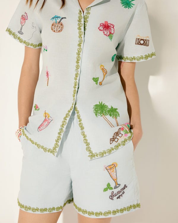 Perte D'ego — "Le Sundowner" hand embroidered shorts