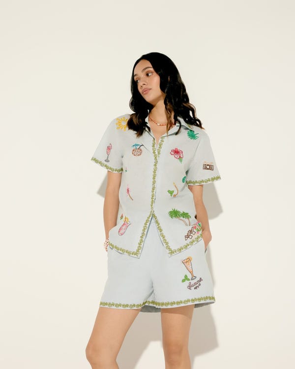 Perte D'ego — "Le Sundowner" hand embroidered shorts