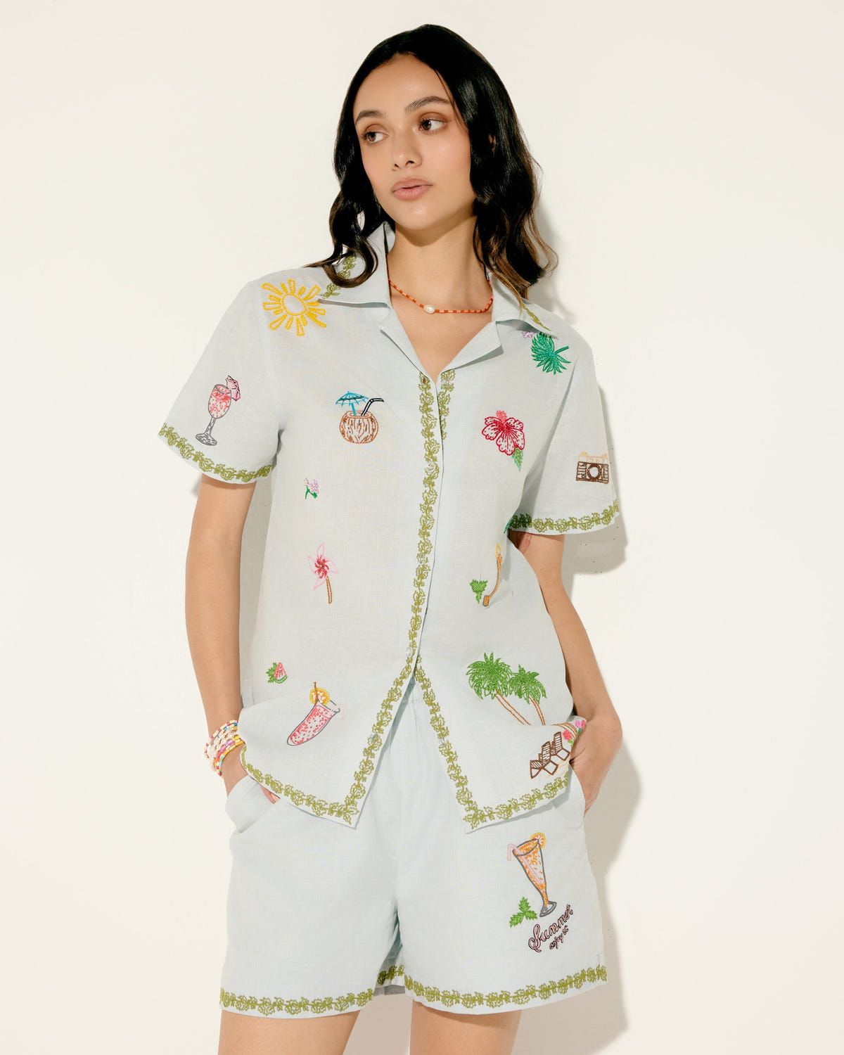"Le Sundowner" hand embroidered shorts - image 4