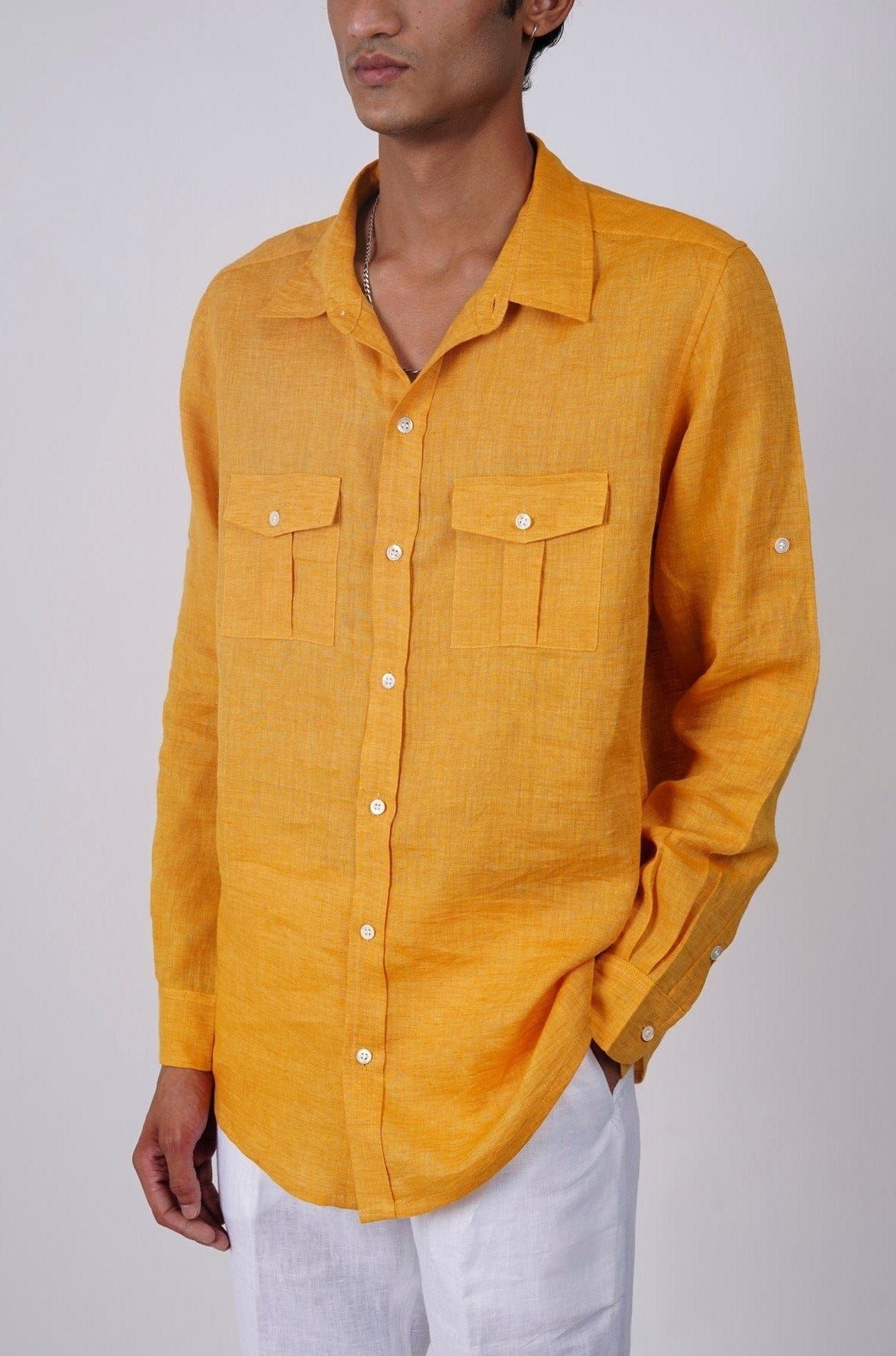 Mustard linen shirt - image 1