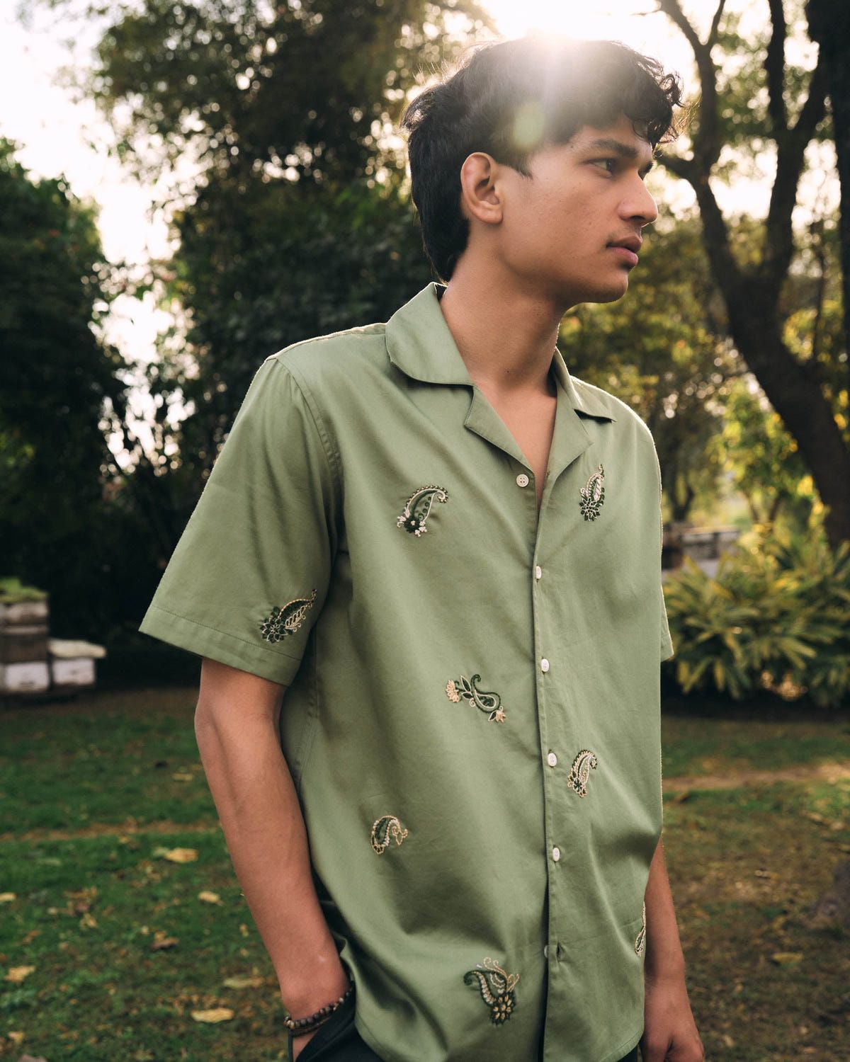 All over paisley hand embroidered shirt - image 1