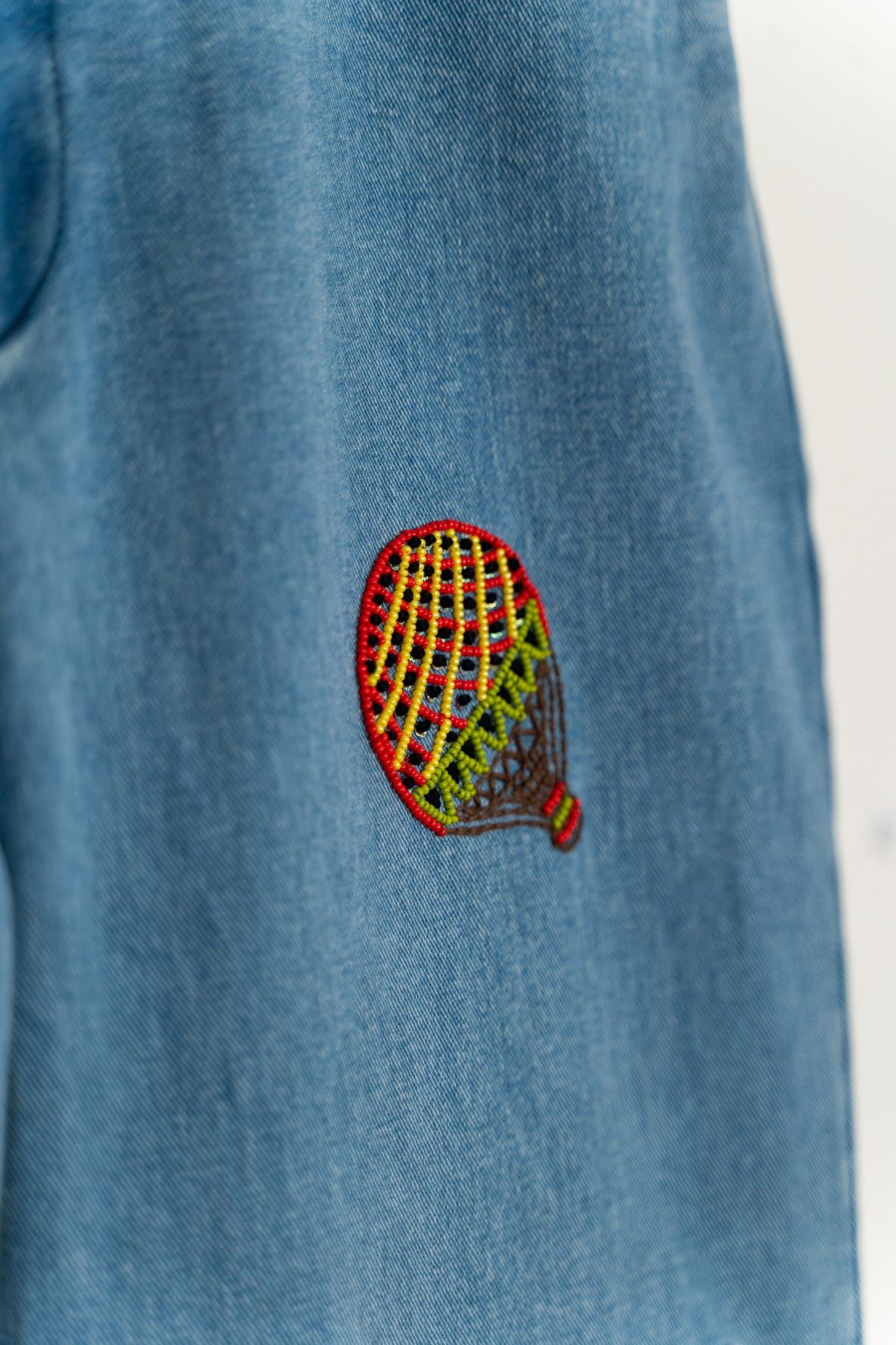 "Le scrapbook" hand embroidered straight fit jeans - image 3