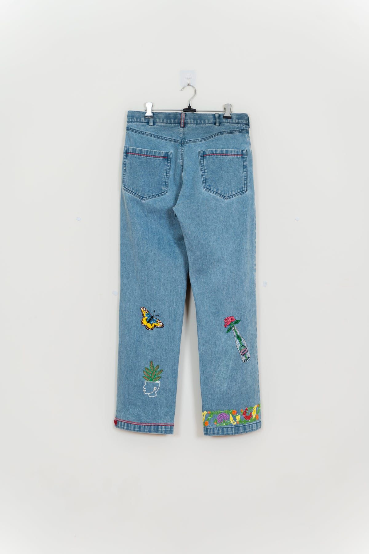 "Le scrapbook" hand embroidered straight fit jeans - image 7