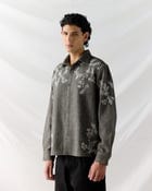Floral wool shirt- Grey view 1