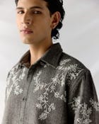 Floral wool shirt- Grey view 2