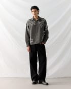 Floral wool shirt- Grey view 4