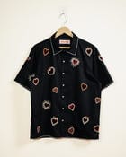 Velvet hearts appliqué shirt- Black view 1