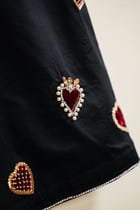 Velvet hearts appliqué shirt- Black view 3
