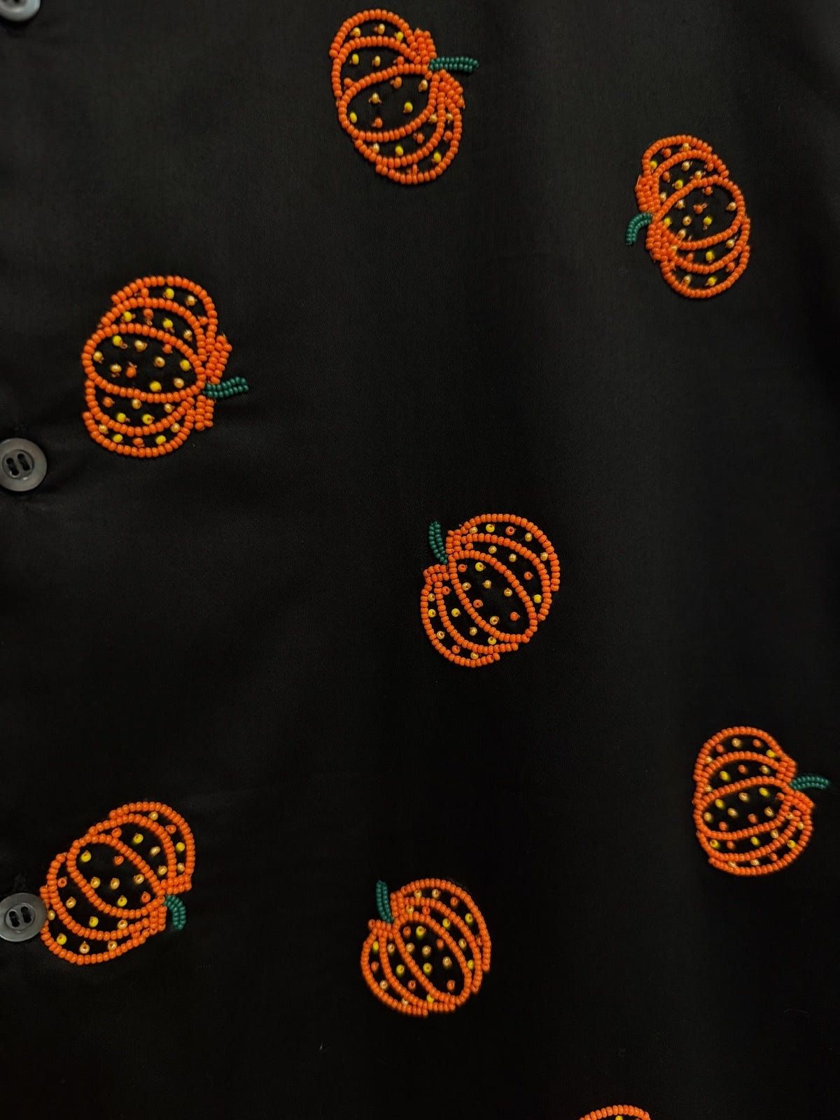 "Pumpkin beadwork" hand embroidered shirt- Black - image 2