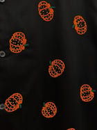 "Pumpkin beadwork" hand embroidered shirt- Black view 2