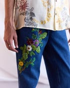 Hand embroidered floral straight fit jeans view 3