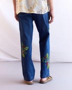 Hand embroidered floral straight fit jeans view 5