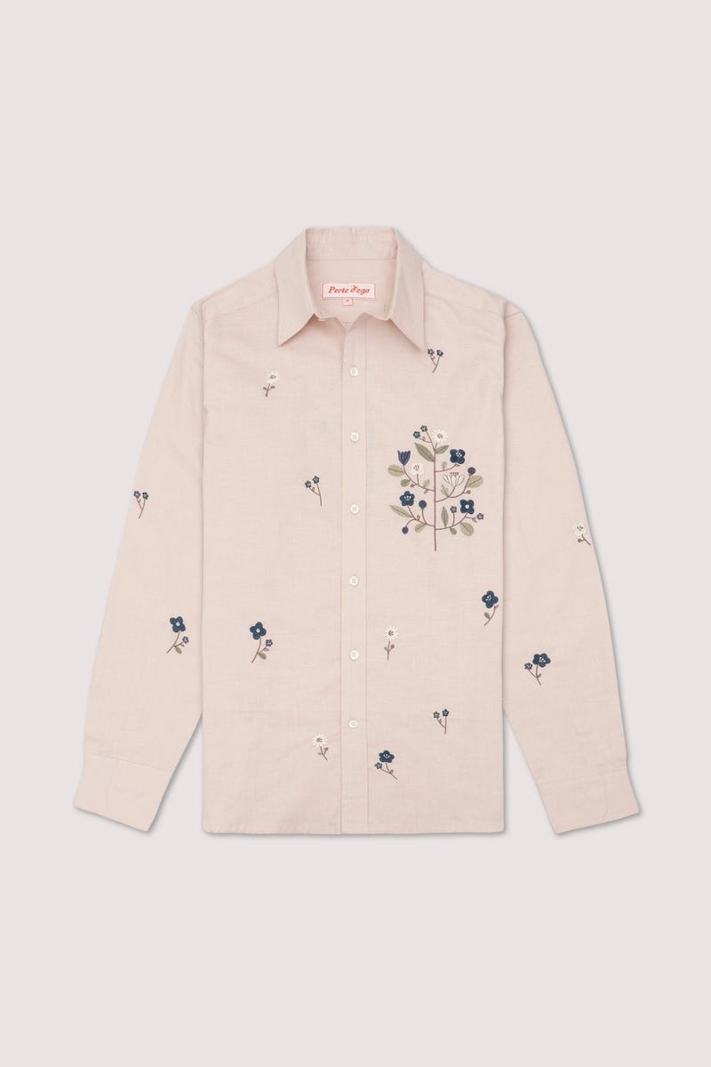 Floral embroidered formal shirt
