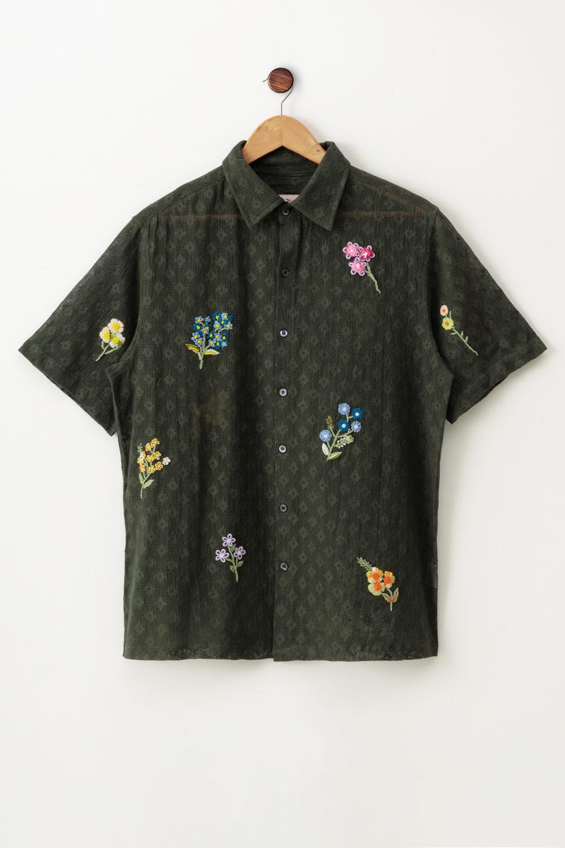 "Floral bunch" hand embroidered shirt