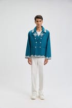 Beadwork merino wool peacoat view 1