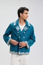 Beadwork merino wool peacoat view 2