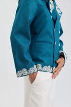 Beadwork merino wool peacoat view 4